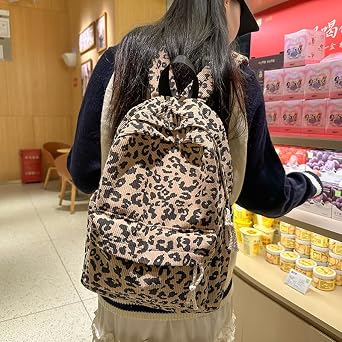 Leopard Backpack Casual Laptop Backpack Multi Pockets Fashion Students Bookbag Stylish Shoulder Backpack Outdoor Travel Bag