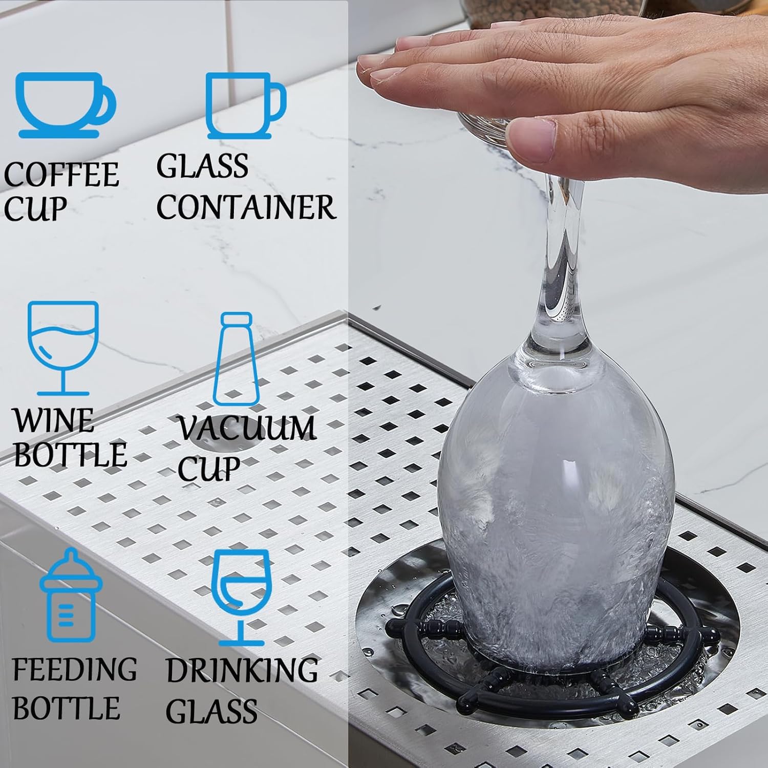 VCCUCINE 23x14 Inch Undermount Kitchen Bar Sink with Glass Rinser,23 Inch RV Small Stainless Steel Workstation Sink,16 Gauge Single Bowl Outdoor Wet Bar Prep Sink with Cutting Board & Strainer