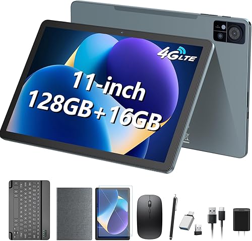 Miniatura 1 de Tablet Android 2023 de 10 pulgadas, tableta 2 en 1 Octa-Core con 128 GB + 1 TB de expansión + 4 GB, teclado, cámara dual de 13+8 MP, WiFi 5G,