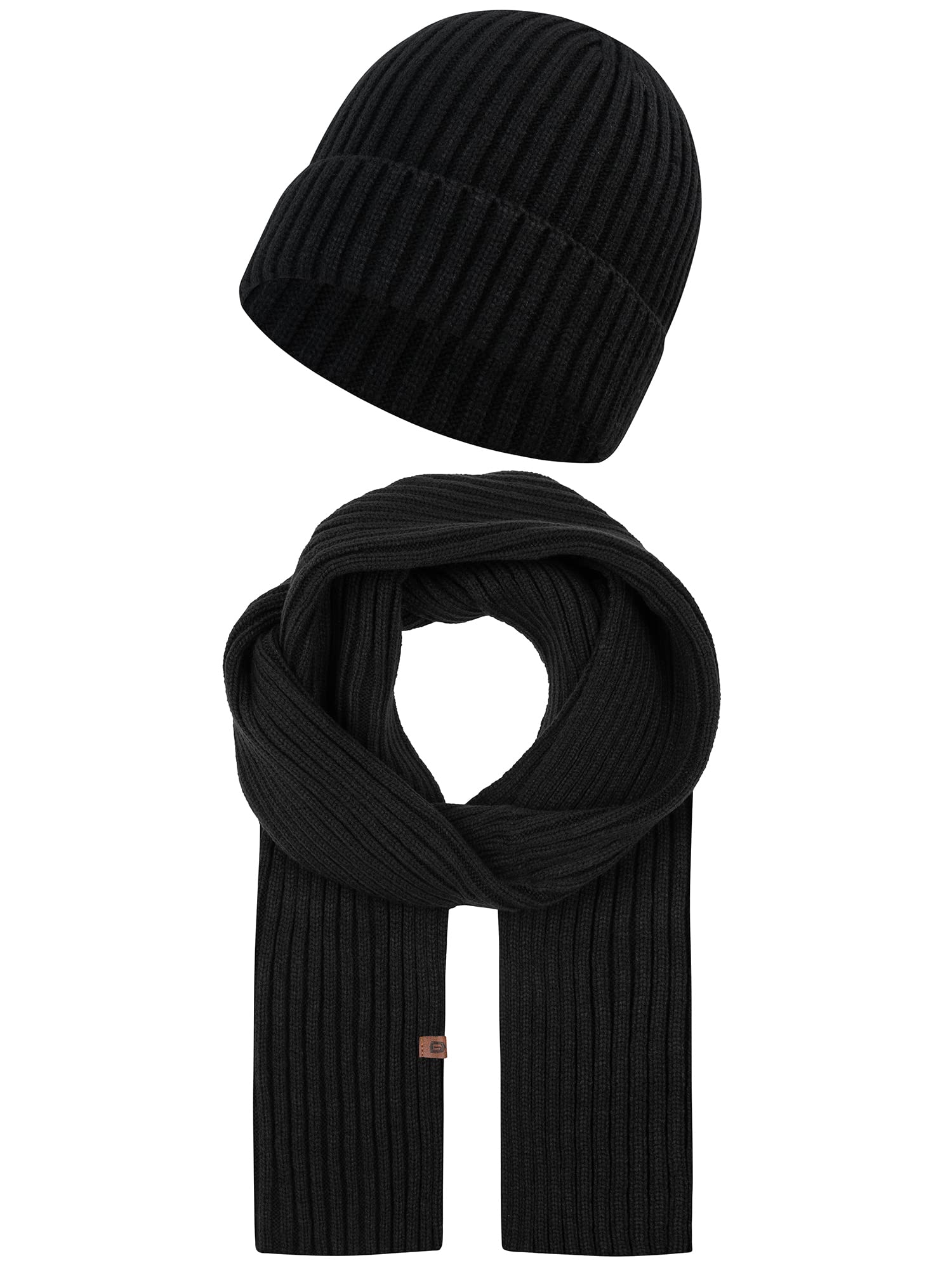 Indicode Unisex Geyser Winter-Set Mütze & Schal | Strick Wintermütze Winterschal
