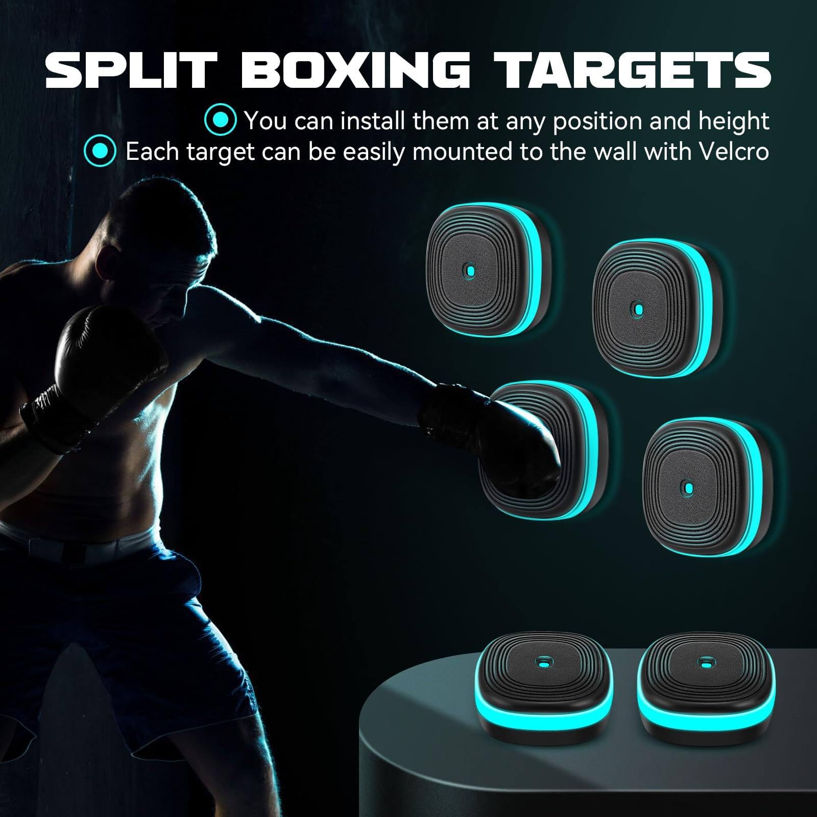 Split Music Boxing Machine, punzonatrice elettrica da parete, con host funzionale e 6 bersagli divisi, 10 modalità di gioco, per allenamento professionale e intrattenimento