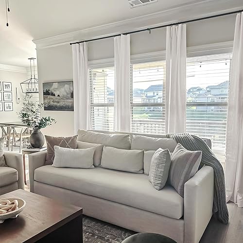 Miniatura 2 de zeerobee Cortinas de lino para sala de estardormitorio, cortinas de lino de 96 pulgadas de largo, juego de 2 paneles con textura natural, cortinas