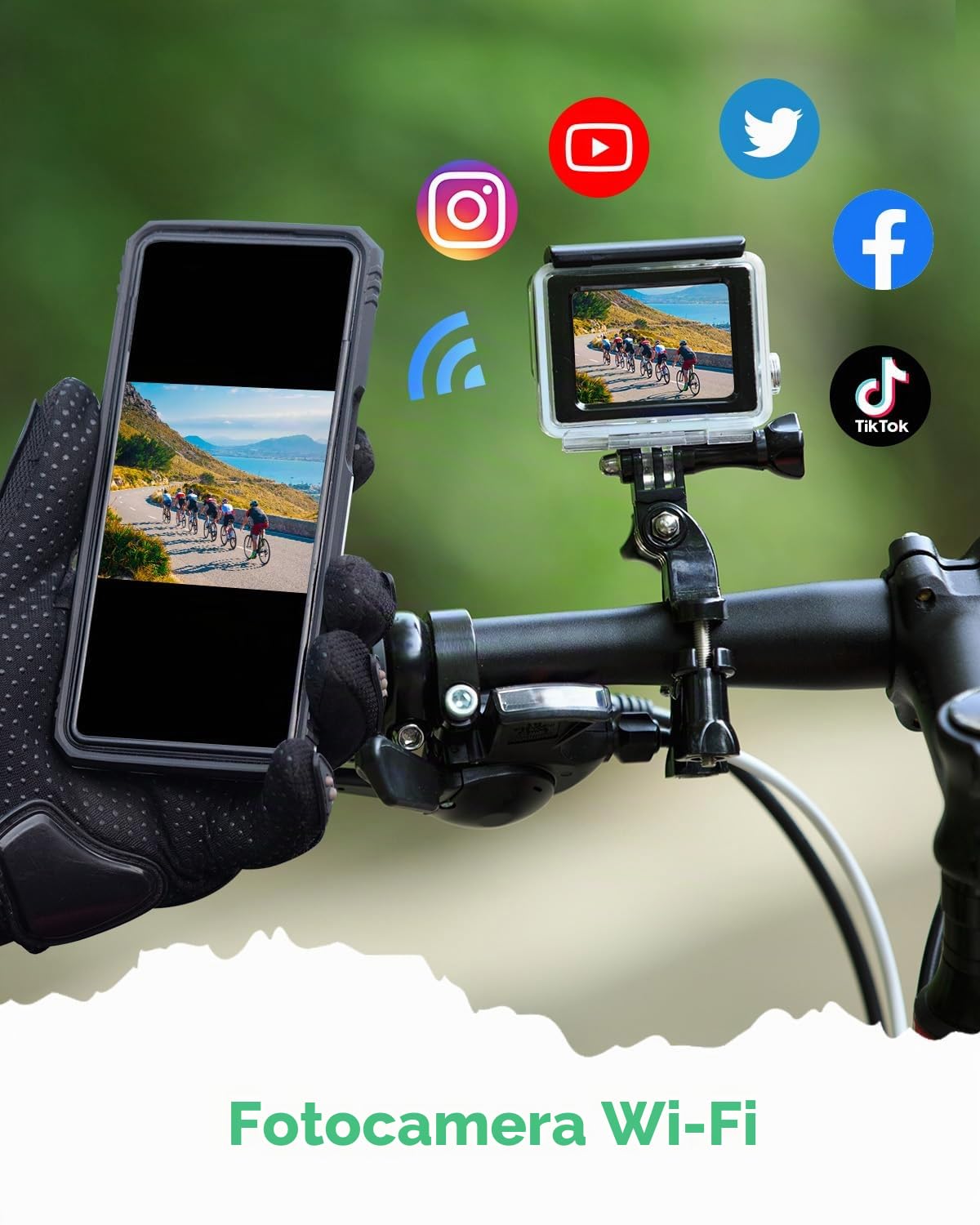 Action Camera 4K 60FPS, 48MP Con 64GB MicroSD 40M Fotocamera Subacquea Videocamera Impermeabile WIFI 170° Sports, Telecomando 2.4G, 2x1350mAh Batterie e Accessori