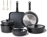 JEETEE 25pcs Pots and Pan Set Non Stick,Detachable Handle Cookware Set,Induction Cooking & RV Camping Stackable Pots Pans,Healthy Kitchen Cookware Set PFAS/PFOA Free Black