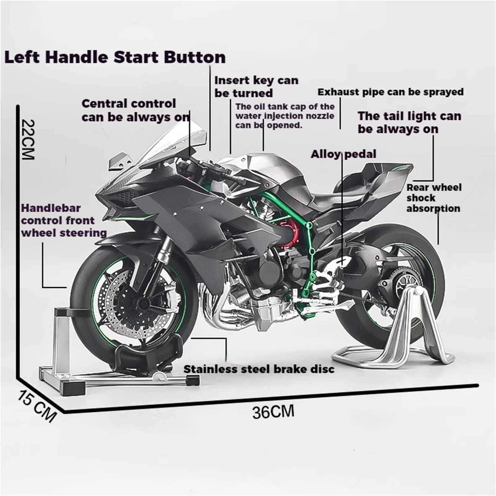 Per Kawasaki H2R H2 Moto Da Corsa Pressofuso In Lega Modello Di Auto Collezioni Hobby Decorazione Regalo Giocattolo Con Spray 1:6