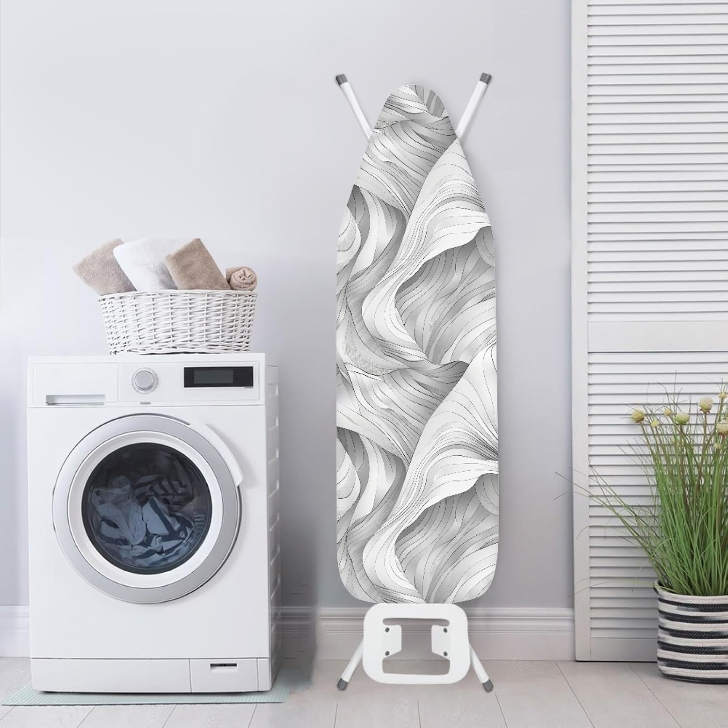 Iron Board Cover with Padding Standard Size Grey Abstract Padded Ironing Board Covers 15x54 Heat Reflective Extra Thick Wide Non Stick Scorch and Stain Resistant Heatproof