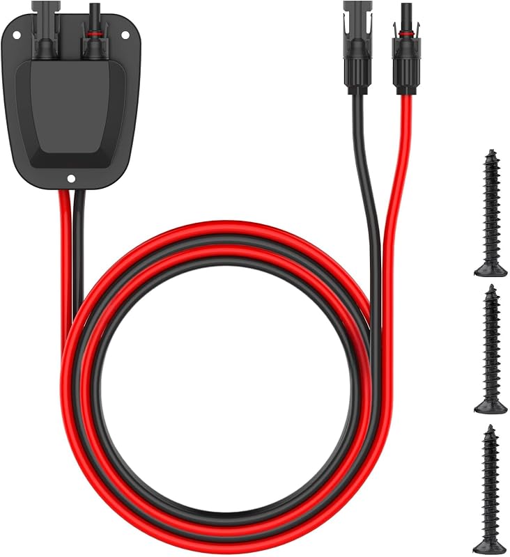 Caixa de entrada dupla para cabos solares SolarEnz com vedação IP67, cabo de extensão 10 AWG de 3,05 m para teto de motorhome, van e barco