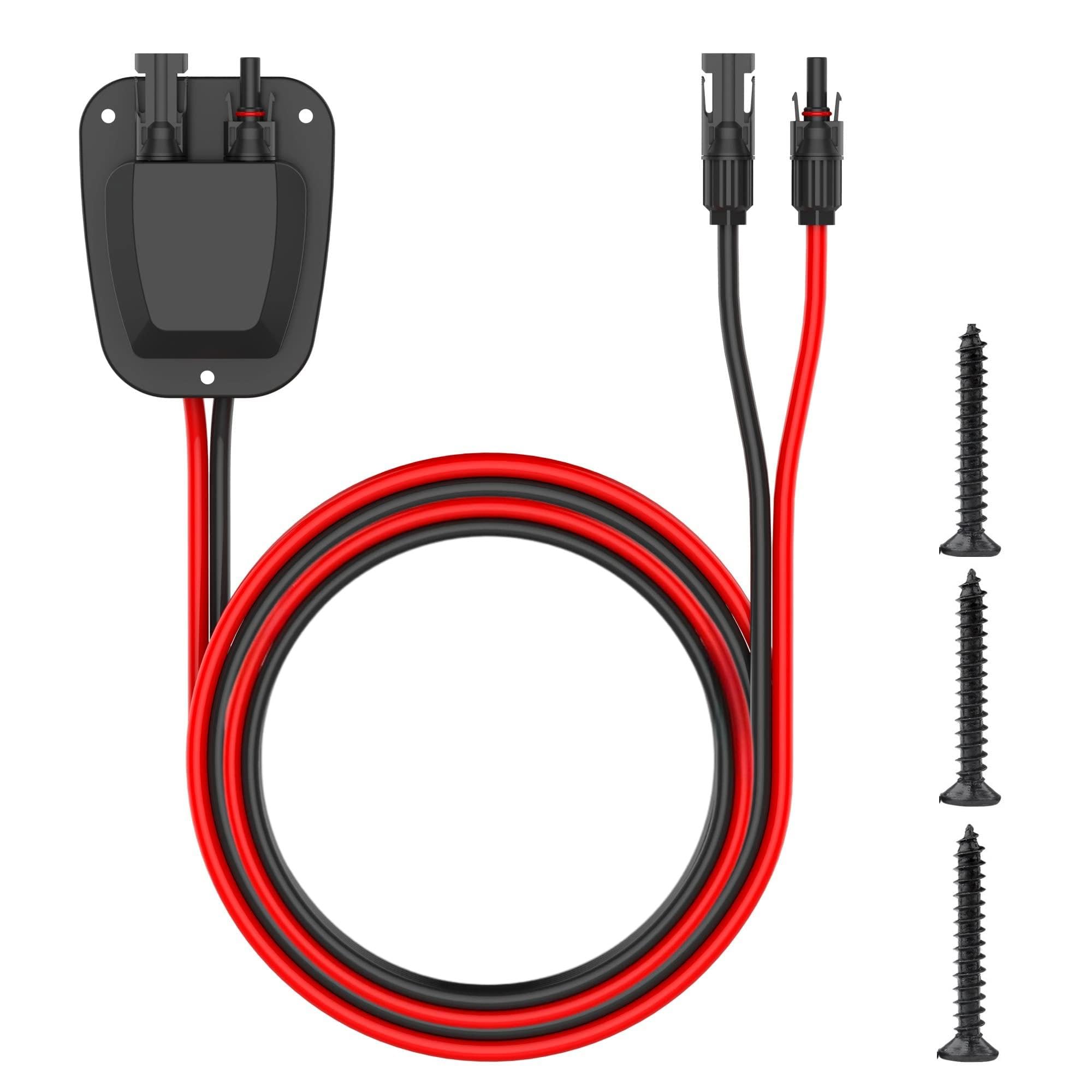 SolarEnz Weatherproof Double Cable Entry Gland Housing, Through RV Roof Solar Junction Box ABS Housing 10AWG Solar Extension Cable Connector for RV, Campervan, Boat, Van