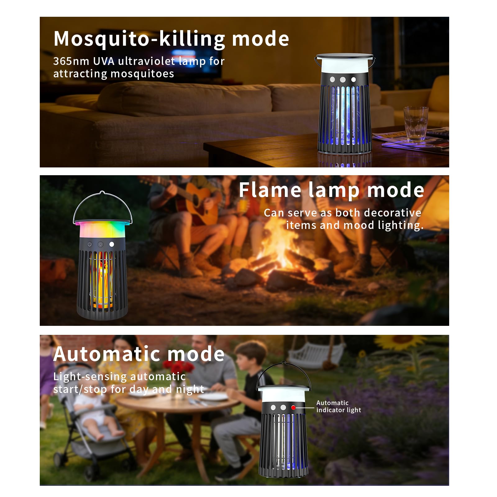 Mosquito Zapper – Trappola per insetti da esterni, 4200 V, ricaricabile, impermeabile, per patio, giardino, campeggio e casa, respinge zanzare, intrappola moscerini della frutta e moscerini