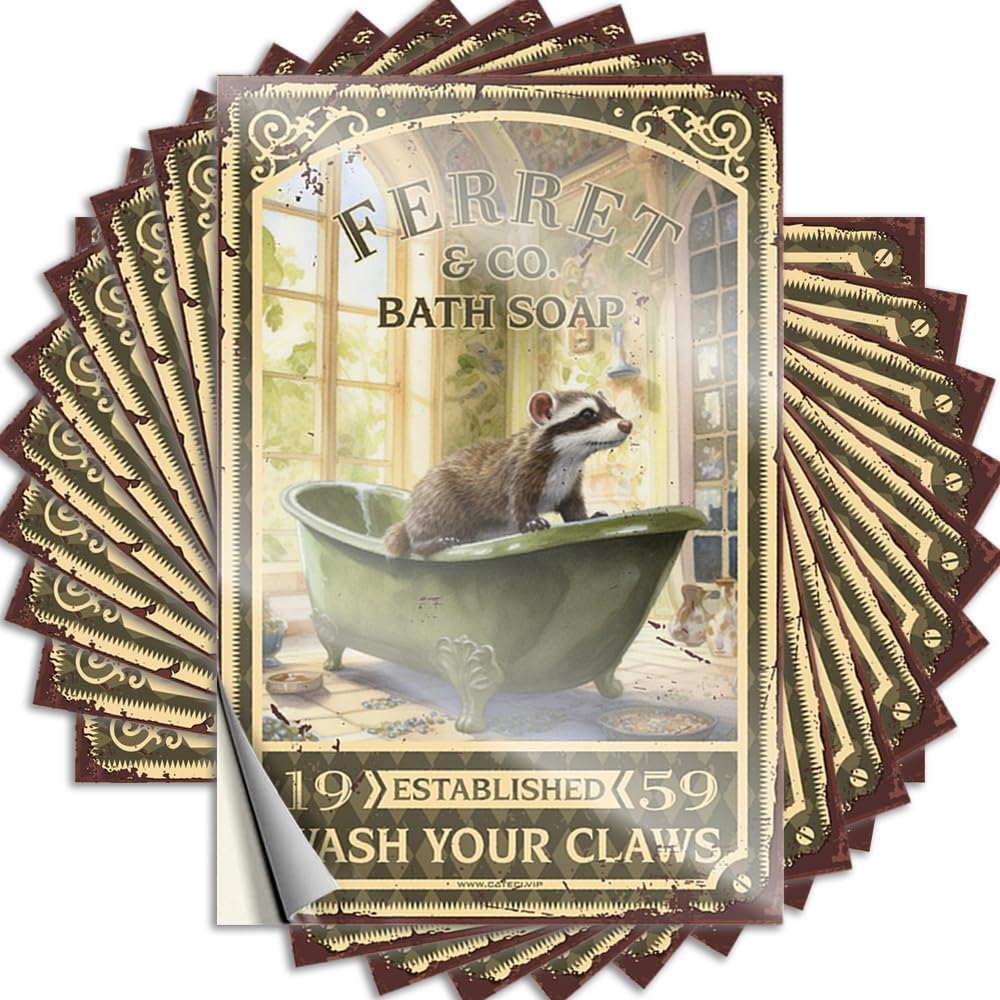 Ferret Bath Soap Wash Your Paws Quote Home Decor Self Adhesive | Badass Tumbler Vinyl Sticker Pack for Outside(8X12CM)
