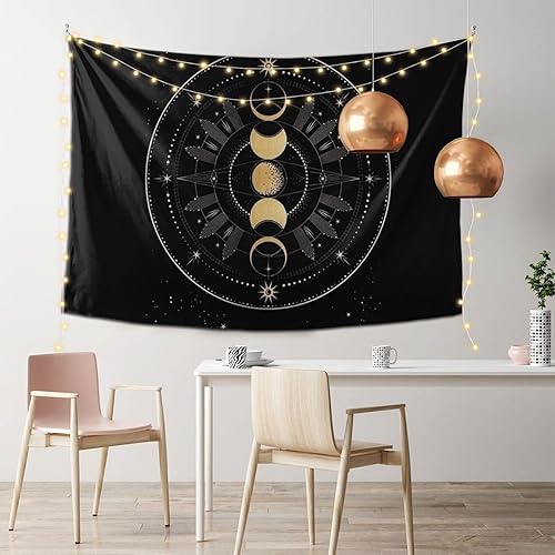 Miniatura 8 de Rqwaaed Tapiz Wicca Wicca de 60 x 40 pulgadas, diseño de luna pagana, para colgar en la pared, para dormitorio, fiesta, decoración del hogar