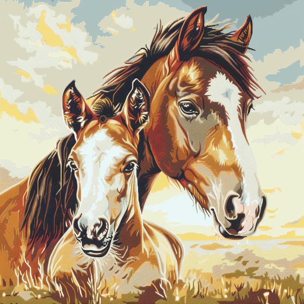 NAHUIGOOD Cross Stitch Kit，– 11Ct Stamped Embroidery Set for Adults & Beginners, Needlepoint Pattern, DIY Art for Home Decor & Gifts Horse11Ct50X70Cm