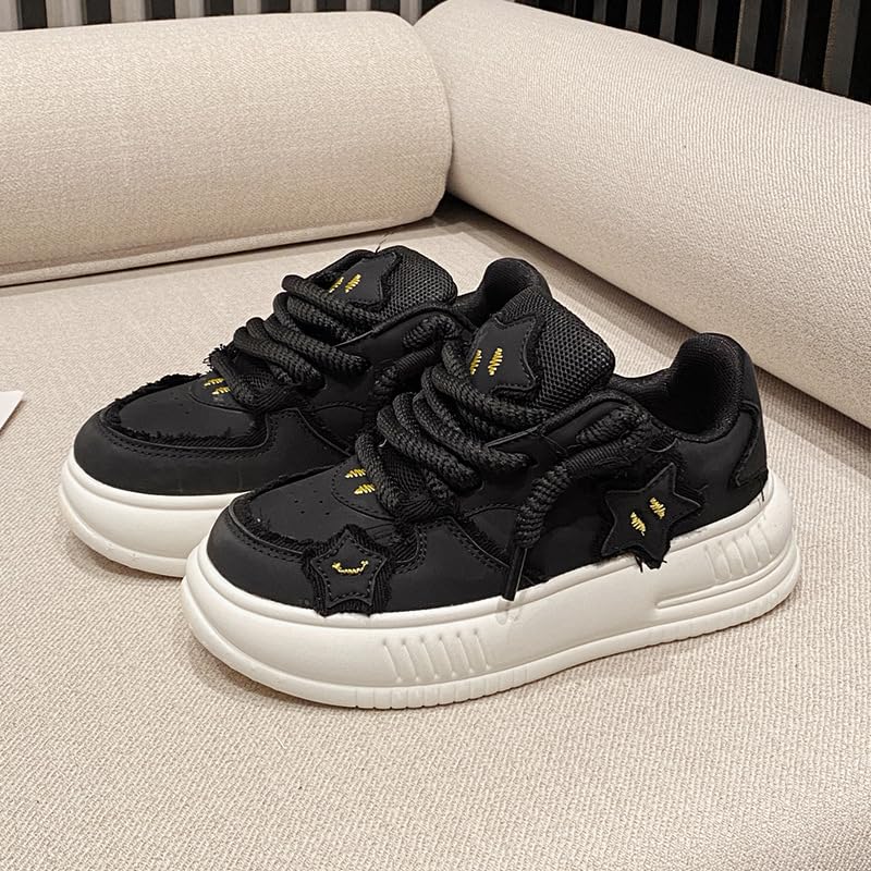 Cute Kawaii Star Shoes with Bread Shape Chunky Platform Non Slip Lightweight Kawaii Y2K Pretty Pastel Retro Trendy Training Sneakers for Women Girls Streetwear Skateboarding Casual Everyday Outfits2