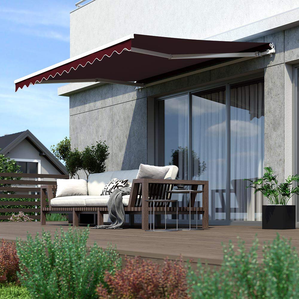 paramondo Gelenkarmmarkise Basic Balkonmarkise Sichtschutz für Terrasse, 300 x 250 cm (Breite x Ausfall), Weinrot Uni