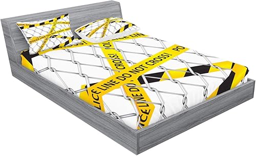 Miniatura 26 de Ambesonne Juego de sábanas bajeras y fundas de almohada occidentales, sombrero de vaquero con temática del salvaje oeste y cuerda de ganadería vieja