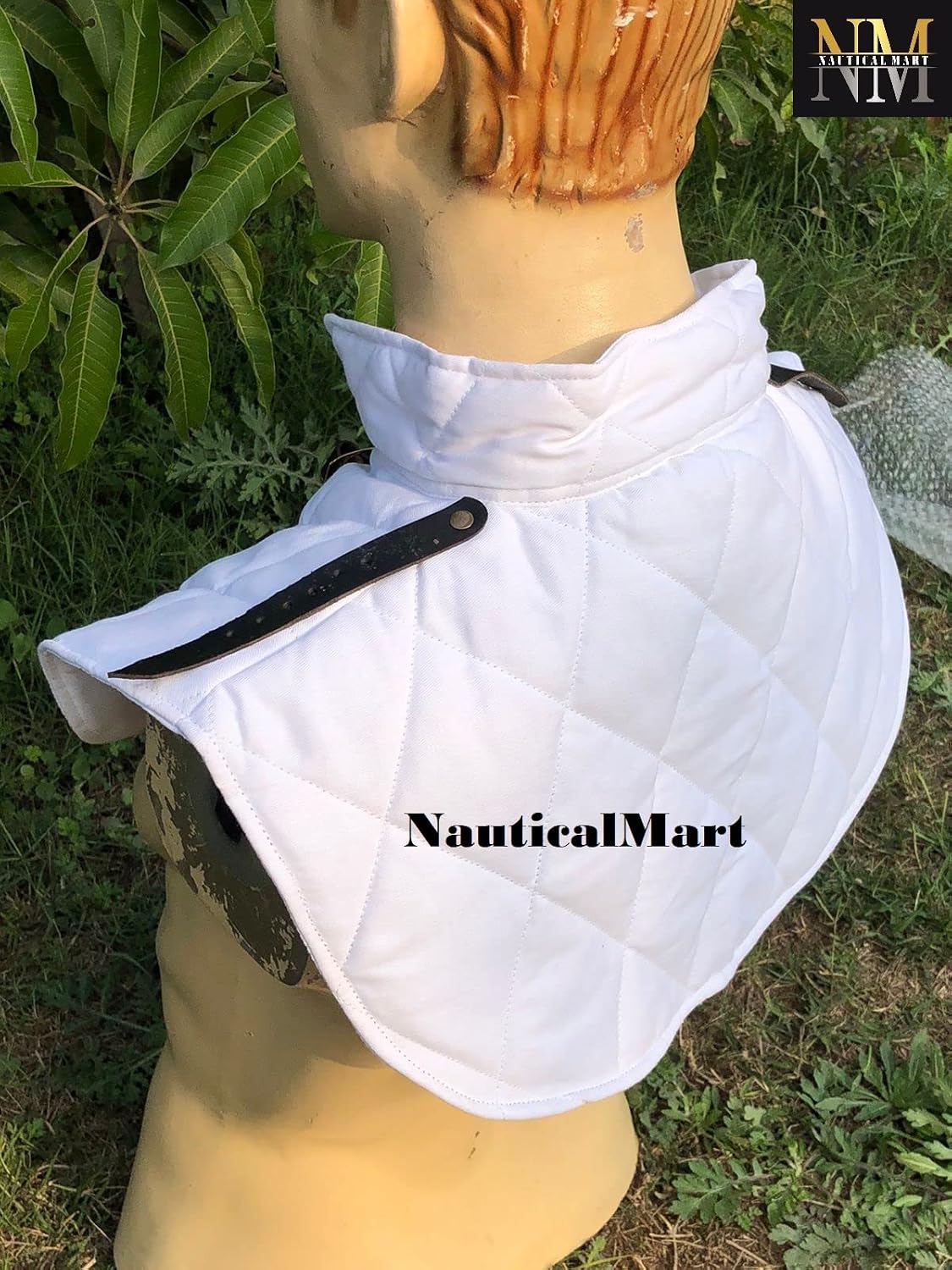 NauticalMart Cotton Padding Collar Armor Medieval Garment White Gorget Arming Neck Armor Renaissance Gambeson Cosplay Ren Faire Costume Men Armour