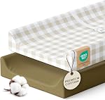Pobibaby - 2 Pack Premium Fitted Neutral Crib Sheets for Standard Crib Mattress - Ultra-Soft Cotton Blend, Safe & Snug Fit, Stylish Gingham Crib Sheet (Khaki)