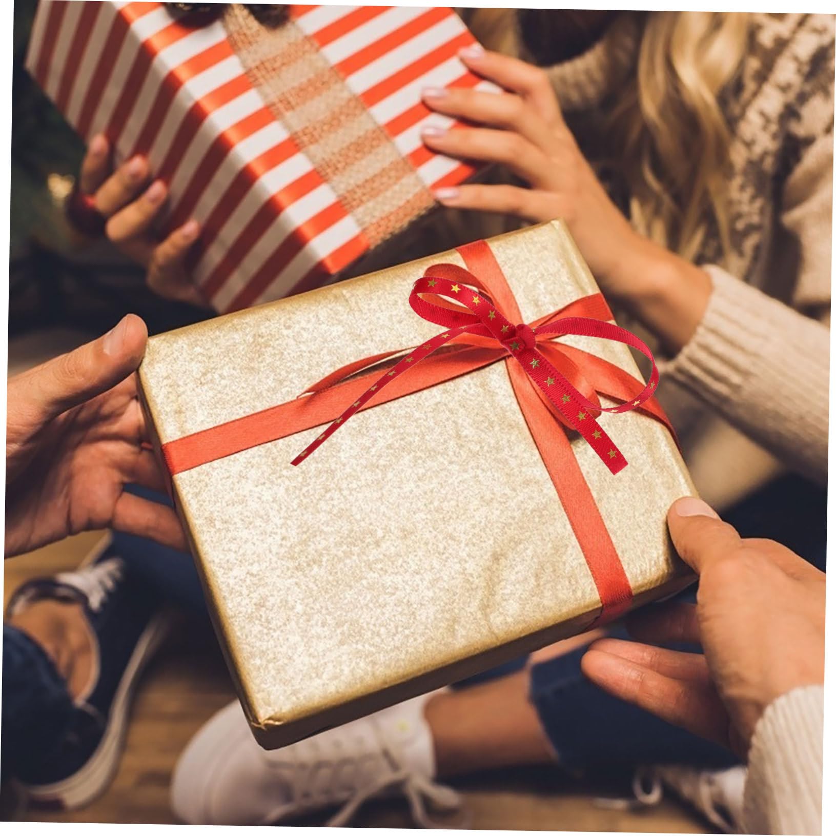 NUOBESTY 12rollen Weihnachtsgeschenkband Weihnachtsband Mit Glitzer Dekorationsband Für Bastelarbeiten Und Hochzeiten Langlebig Und Leicht Für Festliche Verpackungen Und Kreative