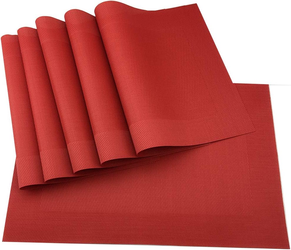 Gugrida Vinyl Red Placemats Heat Resistant Dining Table