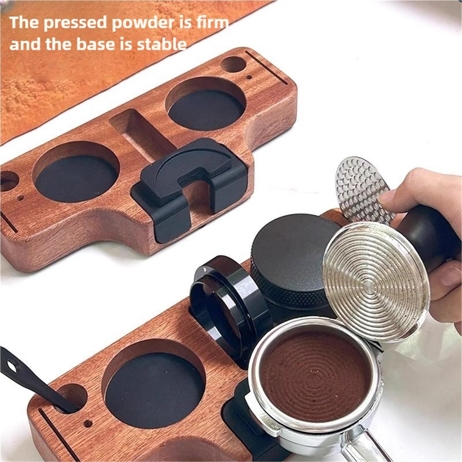 Tappetino Pressino for Caffè In Legno Di Noce per Casa e Caffetteria | Supporto for portafiltro, supporto for docking station, adatto for 51/53/58 mm