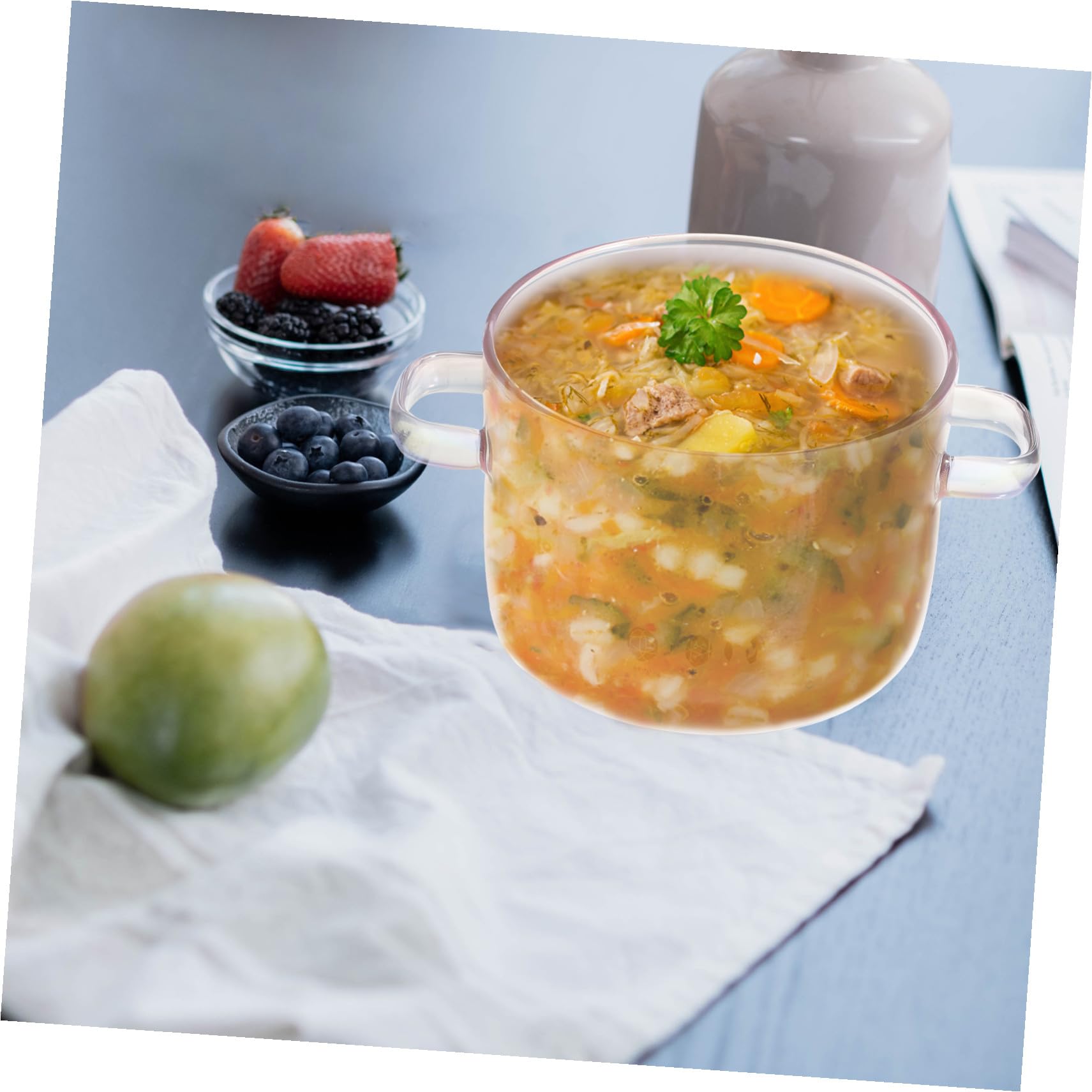 Alipis Glas Schmortopf 1500 Ml mit Löffel Transparenter Großer Topf aus Glas zum Langsamen Kochen für Gartenparty und Freunde