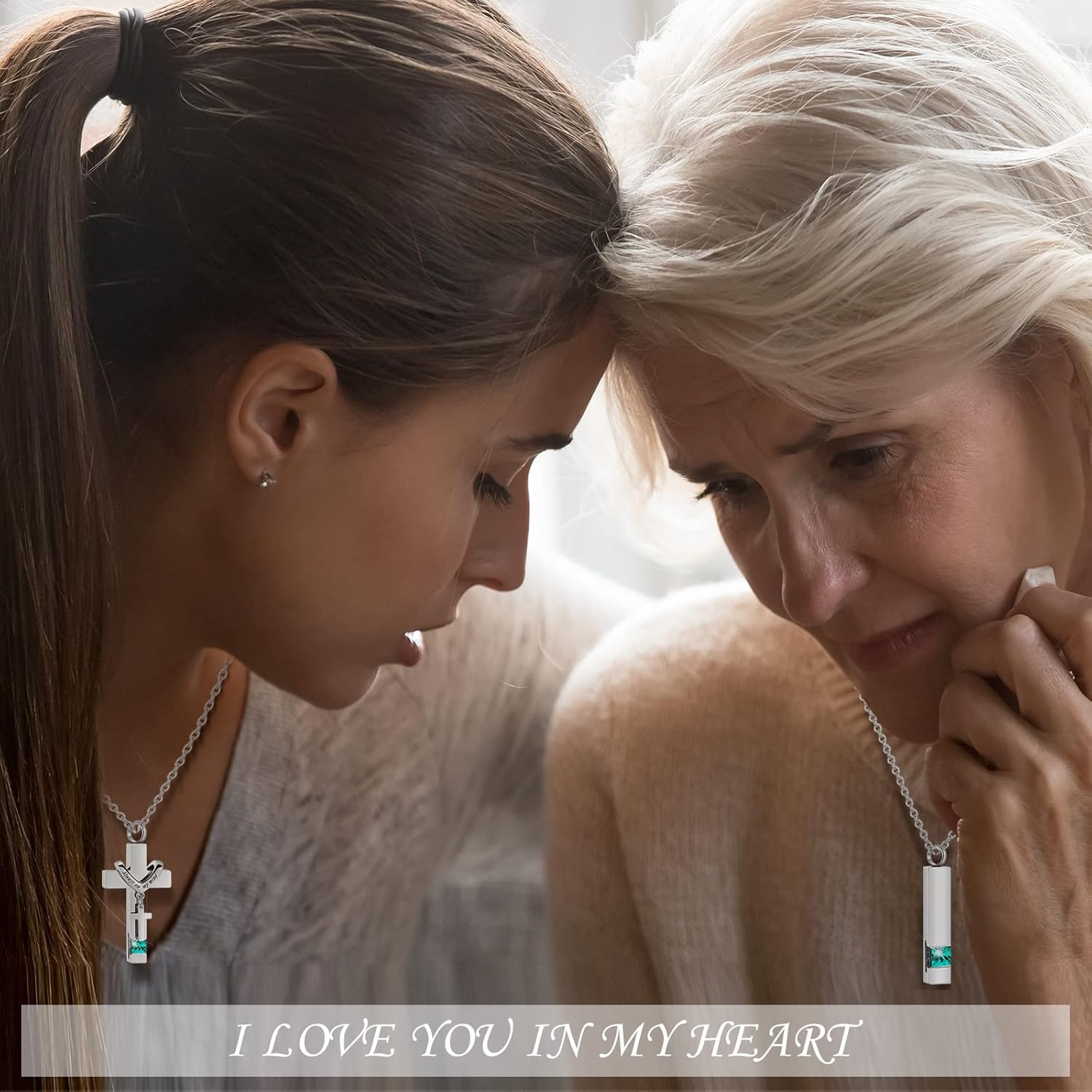 9 Pcs Heart Cross Cubic Urn Necklace for Ashes Keepsake Cremation Jewelry Stainless Steel Necklace Crystal Memorial Pendant Heart Locket Ashes Jewelry for Women Men Loved Ones, 9 Styles - Image 6