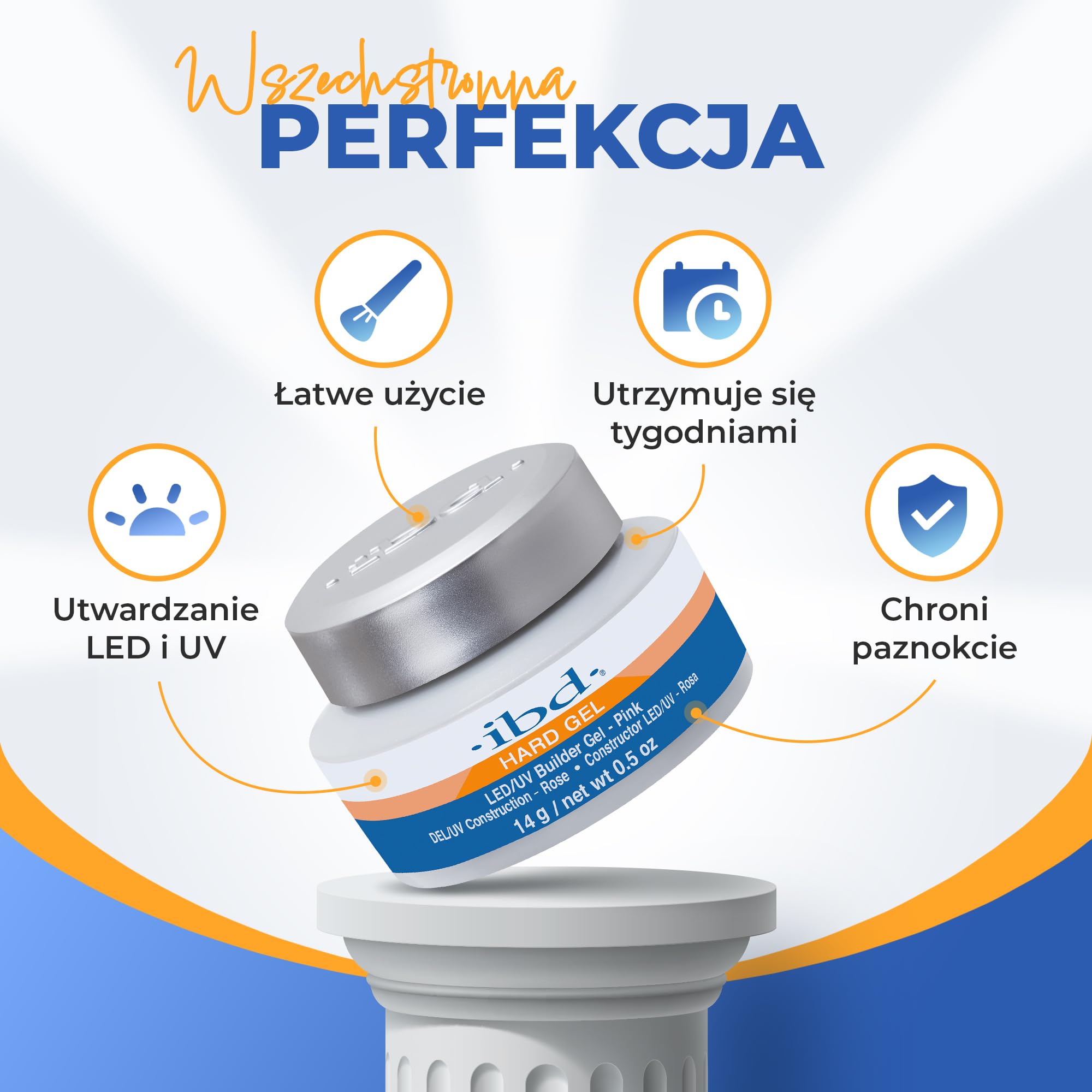 IBD Hard Gel - LED/UV Builder Gel Pink, 1 opakowanie (1 x 14 g) - MADE IN USA - Stylizacja paznokci w domu - bez wizyt i hałaśliwych salonów stylizacji paznokci