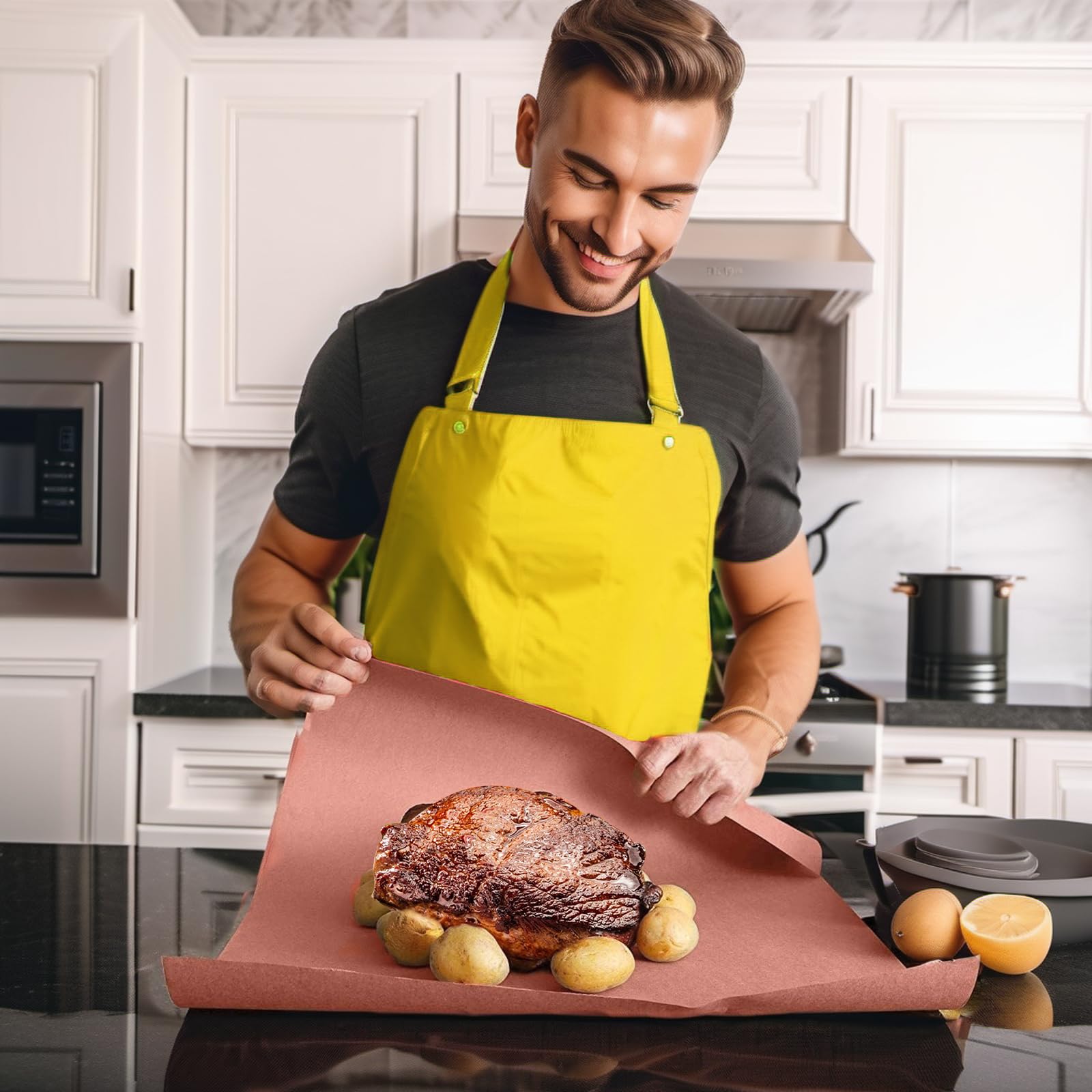 2 Rotoli Carta da macellaio Rosa,30cm x 10m carta kraft per BBQ Carta Forno Rotolo Butcher Paper BBQ Rosa per Barbecue, Affumicatore, Carne di Pesce, Perfetta per Cucinare Succoso