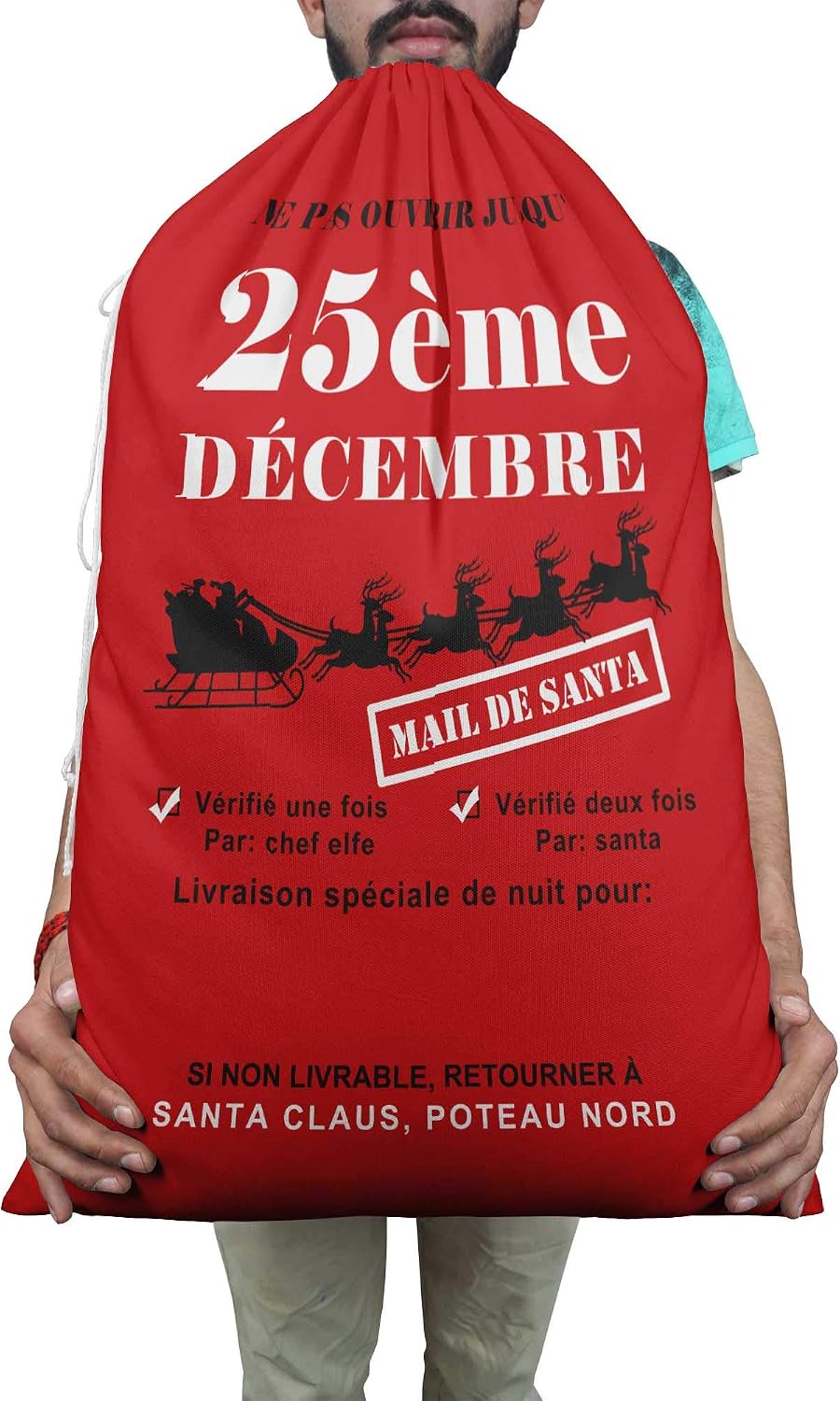 Printtoo 2 Pcs Santa Gift Sack for Kids Presents Xmas Bag Christmas Sack Personalized Bags Large 27x20 Inch
