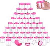 Vista 21 de SATINIOR 100 tarros de plástico con tapas, recipientes pequeños, tapas de boca ancha, pequeños recipientes de plástico para loción, crema, diamantes