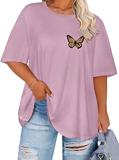 Womens Plus Size Tops Oversized T Shirts Short Sleeve Summer Graphic Tees | Rosemia Crew Neck Breathable Cotton Blouse, Casual Tunic, Loose Fit For Different Body Types, Sport Work Home XL-6XL 2026