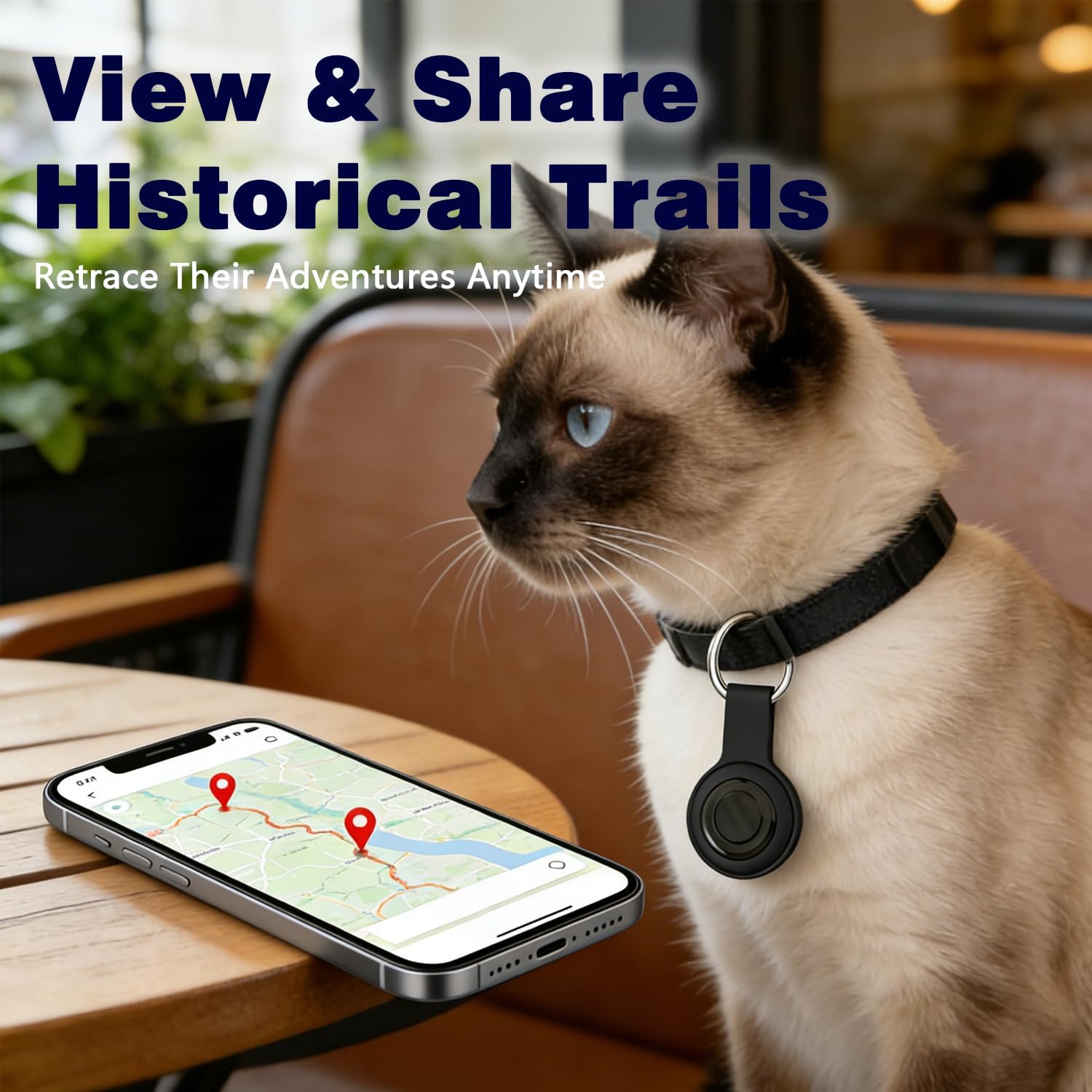 Pet GPS Tracker: A smart Collar with Real-time Location Tracking—no Monthly fees, no SIM Card Required, Real-time Tracking for Small Pets, Compatible with Android and iOS, 356-day Battery Life
