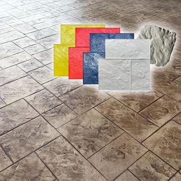 Concrete Stamps Mats Set of 5 - Decorative Concrete Ashlar Slate Stone Mats 24 x24 - Durable Polyurethane, Flexible & Rigid Forms for Driveways and Patios Made in USA (SM 3005/S-5)