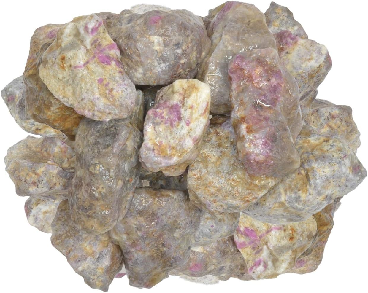 1 lb of Pink Sapphire & Ruby in Quartz Rough Stones from India - Raw Rocks Perfect for Tumbling, Lapidary Polishing, Reiki, Crystal Healing and Crafts!