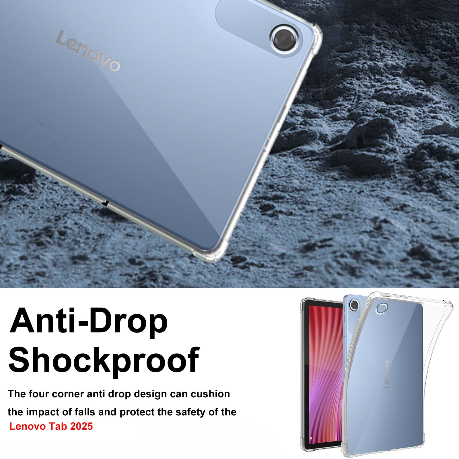 KZIOACSH Clear Case for Lenovo Tab 2025 10.1 Inch, Reinforced