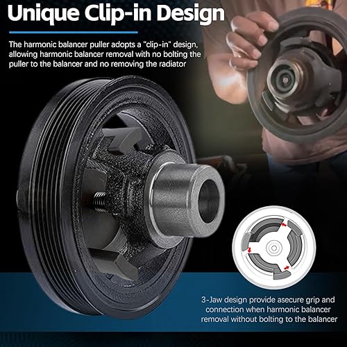 Miniatura 3 de Para GM LS Armónico Equilibrador Extractor 25264 Extractor de Polea de manivela Motor de repuesto automotriz elimina rápidamente los equilibradores