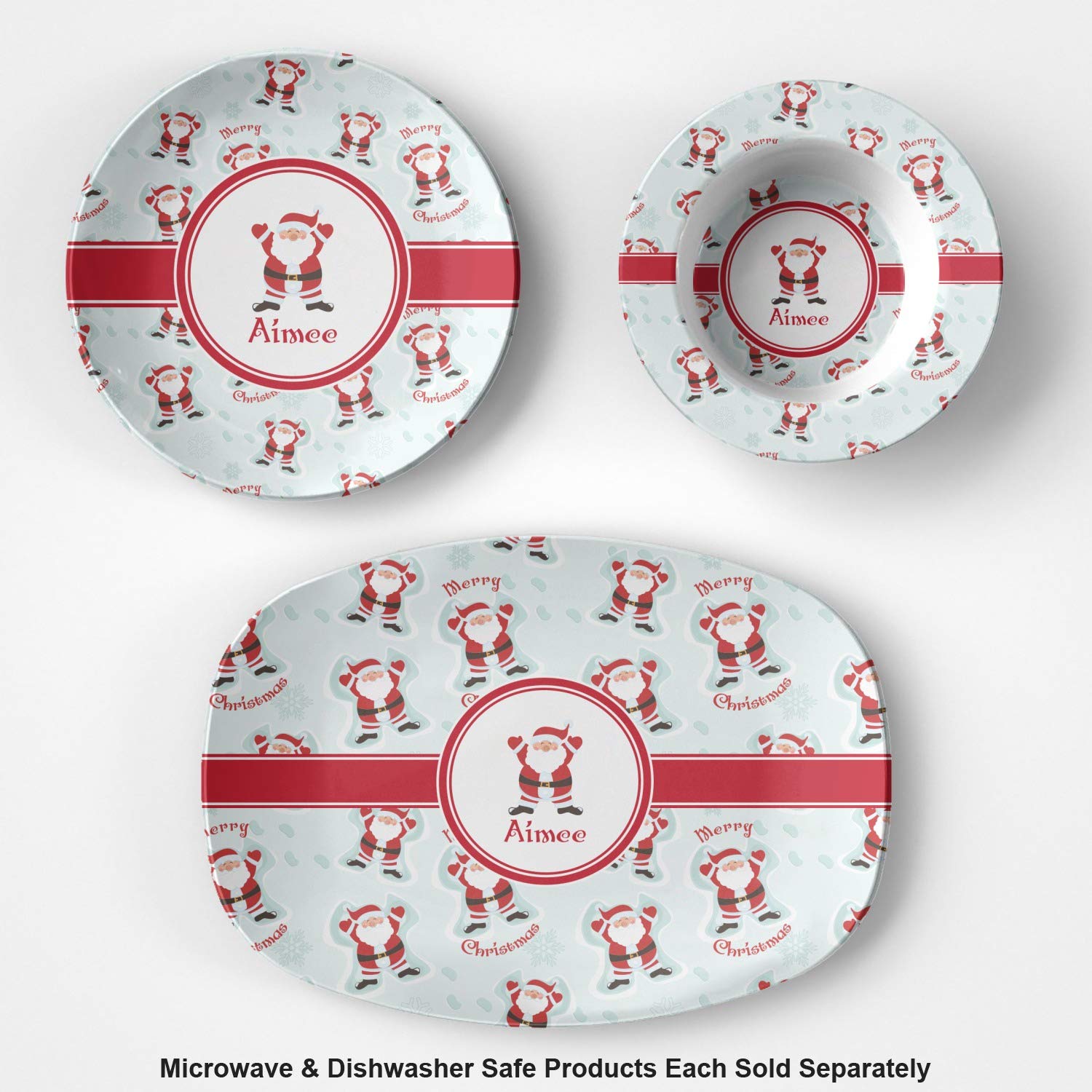 Personalized Santa Clause Making Snow Angels Plastic Bowl - Microwave Safe - Composite Polymer