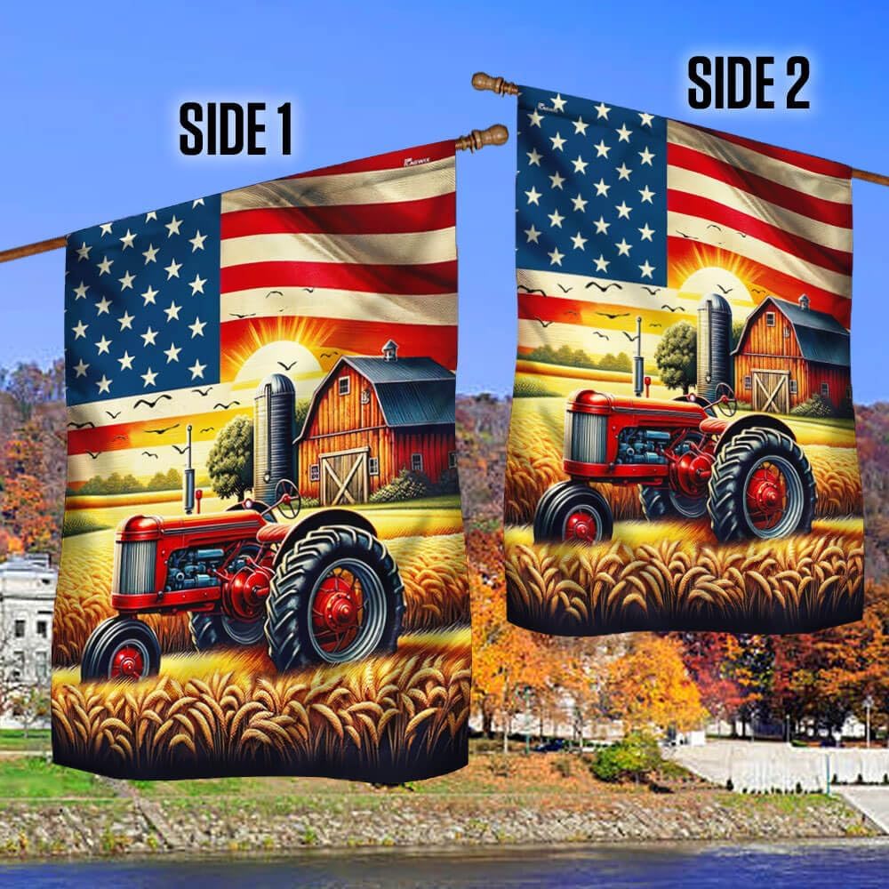 American Flag-Tractor 4th of July So God Made a Farmer American Flag TQN3078F, House Flag (29.5" x 39.5")-USA Flags Premium Polyester-Decorative Indoor Outdoor Flag
