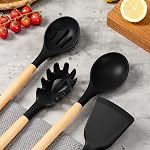 Cooking Utensils Set, 22 Pcs Heat Resistant Silicone Kitchen Utensils Spatula Set with Holder, Kitchen Gadgets Utensil Set for Nonstick Cookware (Black)
