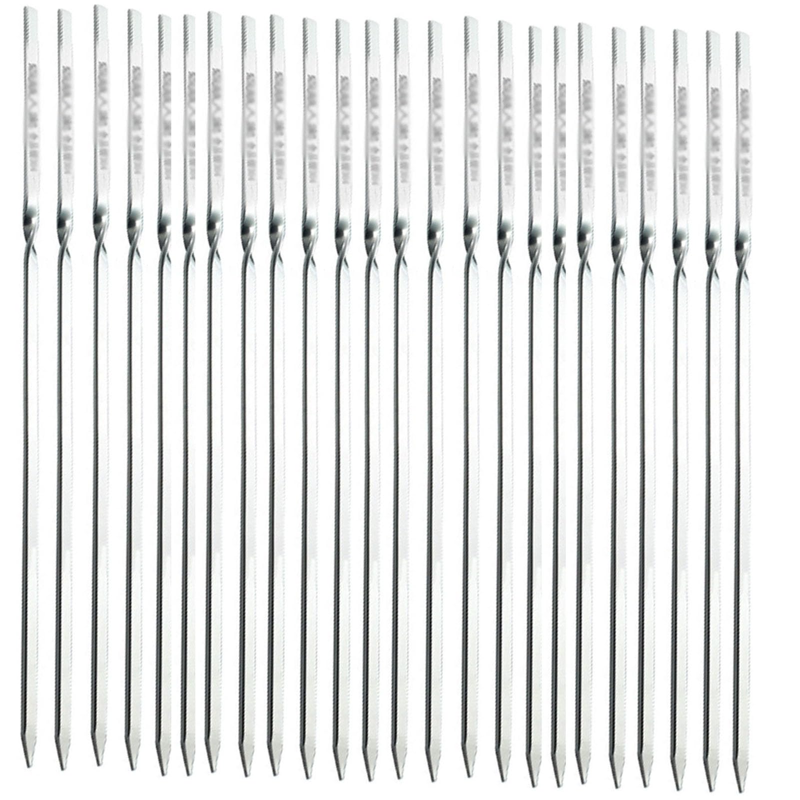 GTHTUHFD Long Flat Barbecue Skewers, Stainless Steel Reusable Grilling Skewers, For Meat Shrimp Chicken Vegetable, 10-100Pcs,100-35cm