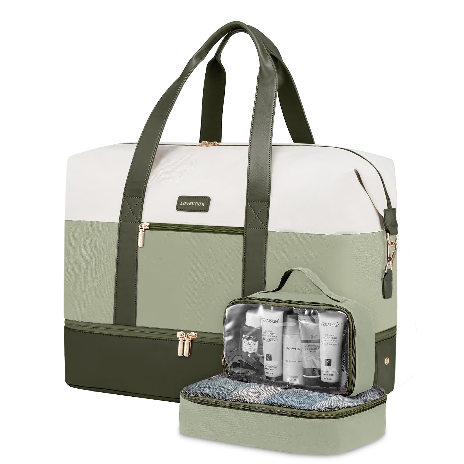 LOVEVOOK Weekender Bag for Women, Large Duffle Bag for Travel with 2 Packing Cubes, Carry on Overnight Bag with Shoe Compartment, Mom Hospital Bags for Labor and Delivery