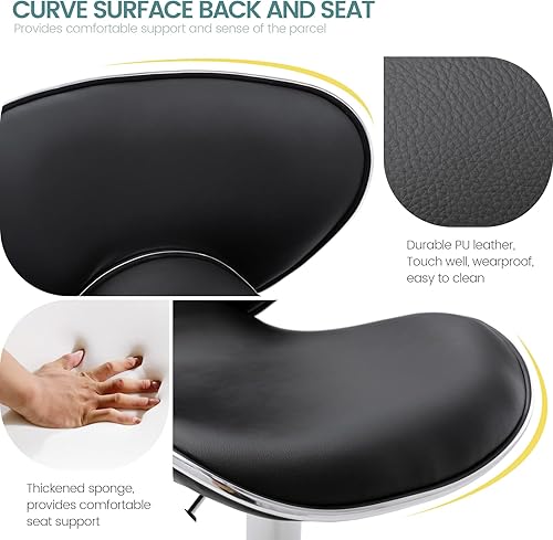 Miniatura 5 de Vogue Furniture Direct Taburetes de bar ajustables de piel sintética, modernos taburetes de bar giratorios con respaldo, sillas de altura de