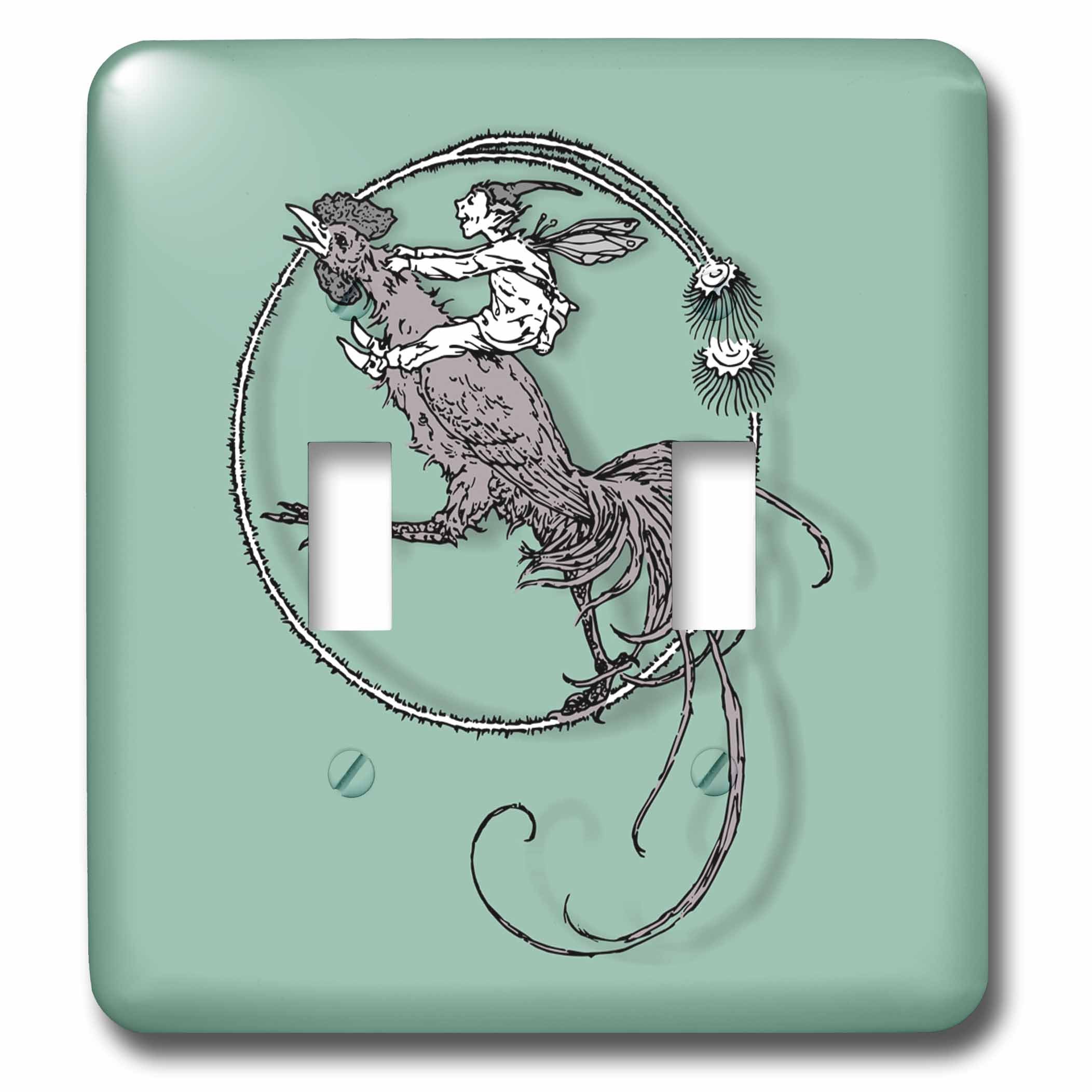 Plaque double interrupteur humour elfe vert pour chambre enfant et salon