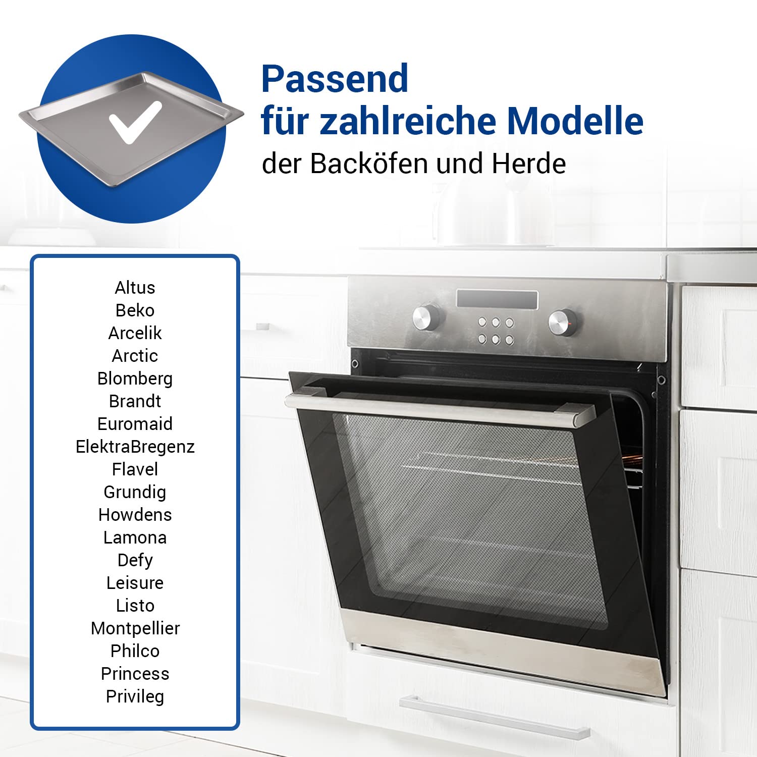 VIOKS Juego de accesorios para hornear – Bandeja de horno 46 x 37 cm 465 x 375х25 mm Reemplazo para bandeja de horno Bosch 00438155 Deep & 2 Guantes de Cocinar Negro con Bandeja para Hornear Siemens