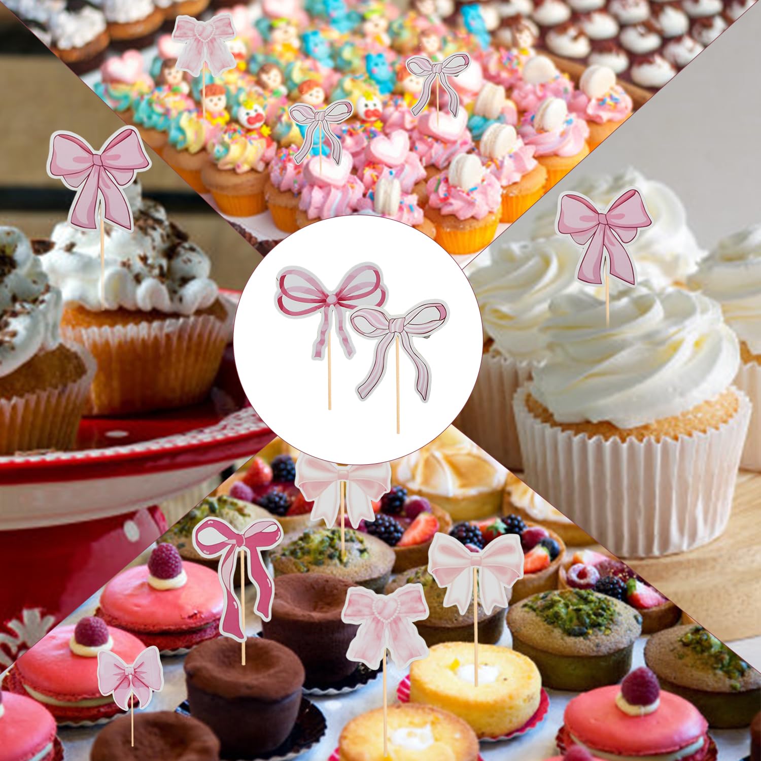 20 Decorazioni Per Torte A Forma Di Fiocco, In Tessuto, Per Baby Shower, Compleanni, Matrimoni E Anniversari - Ideali Per Torte, Dessert E Spiedini