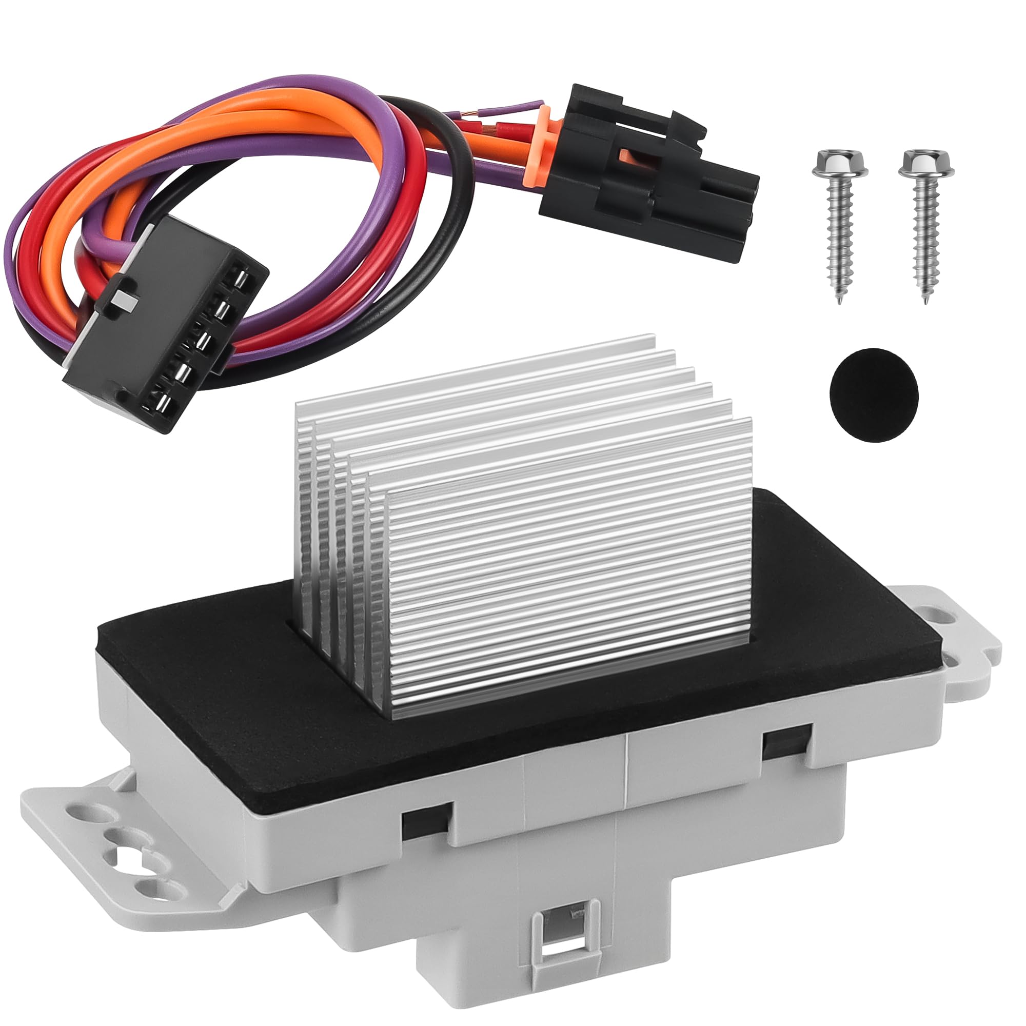 15-81773 HVAC Blower Motor Resistor Kit with Harness Replacement for Chevy Silverado Suburban Tahoe Avalanche Trailblazer GMC Sierra Envoy Yukon Cadillac Escalade 89018778,89019351,1581773