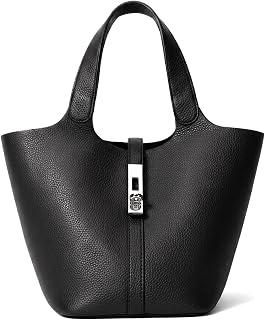 Tote Bag for Women Top Handle Handbag Satchel Bag for Women Vegan Leather Lock Design Bucket Purse for Work Evening