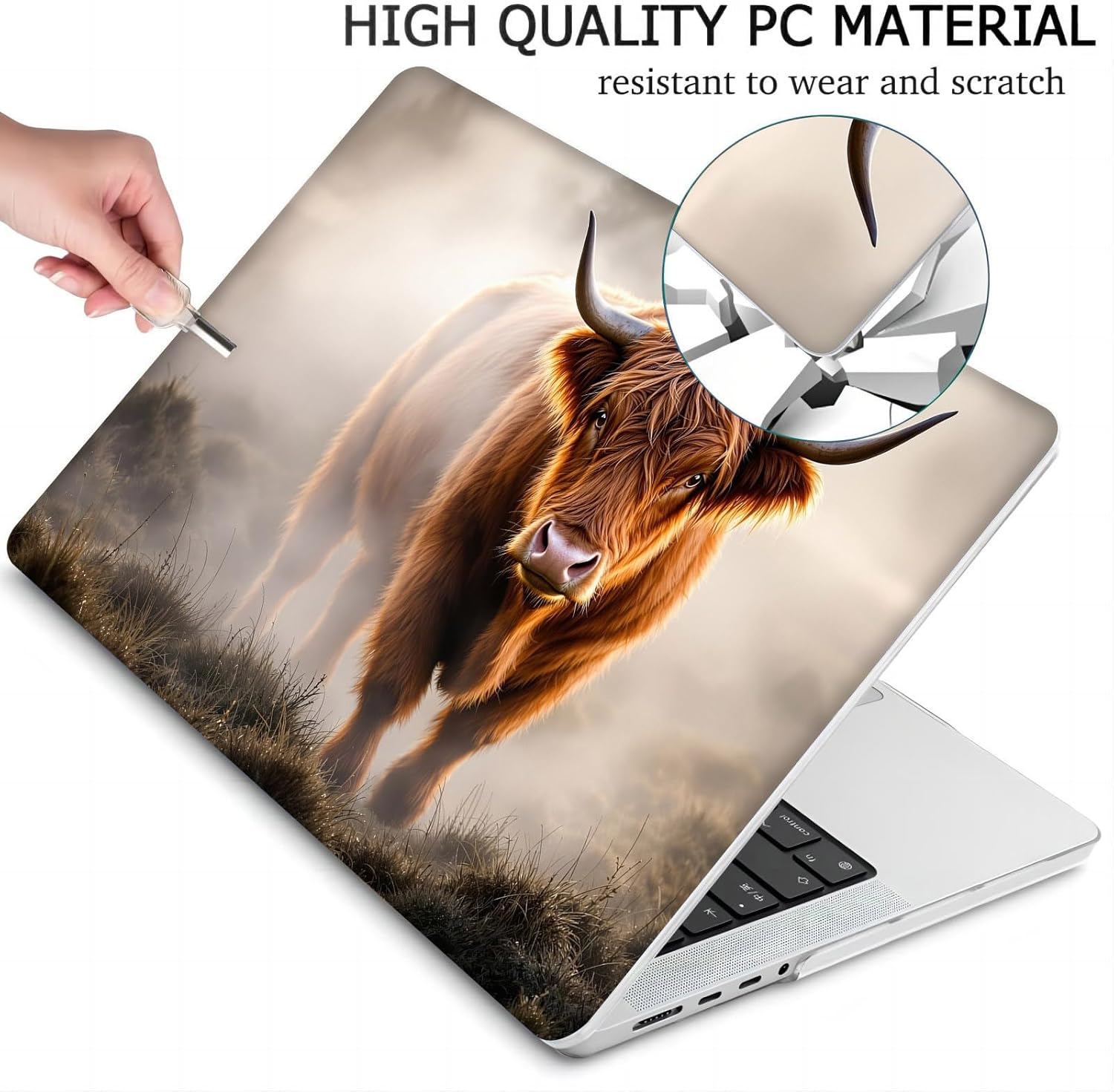 Compatible with MacBook Neo 13-inch, Hard Shell Case with Keyboard Cover and Screen Protector (A3404 A18 Pro chip, 2026 Release) - Highland Cow MC21597