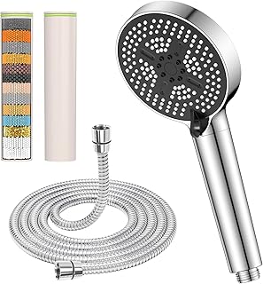 YEAUPE PRO Alcachofa de ducha con manguera, filtro de alta presión, 6 tipos de chorro, ahorro de agua en 25 capas, cabezal de ducha para agua dura, cloro residual, cabezal de ducha que aumenta la