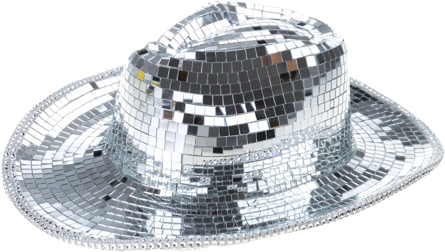 Glass Cap Fashion Cowboy Hat Glittering DjHat for Adult Unisex Dance Bachelorette Party Disco Ball Club Party Unique
